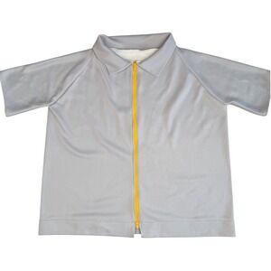 Simpłe Clothing ZipUp Shacket Shirt Grey Yellow Contrast Blokecore‎ Retro XL